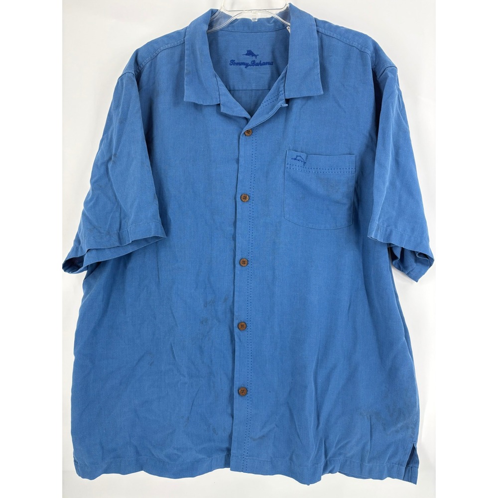 Tommy Bahama Mens Blue Island Zone Short Sleeve Button Up Shirt Size XXL‎